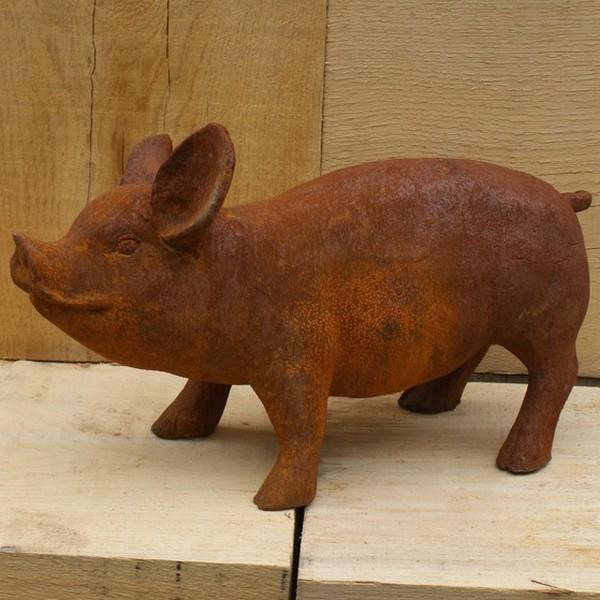 Cast Iron Standing Piglet Statue