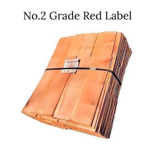 No. 2 Grade - Red Label Western Red Cedar square edge shingles cladding - 229x10x457mm - 2.28m2 bundle (125mm exposure)