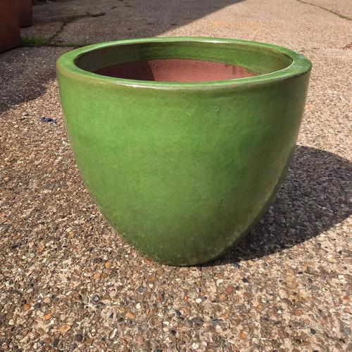 Ceramic - Glazed Egg Pot Planter - Avocado