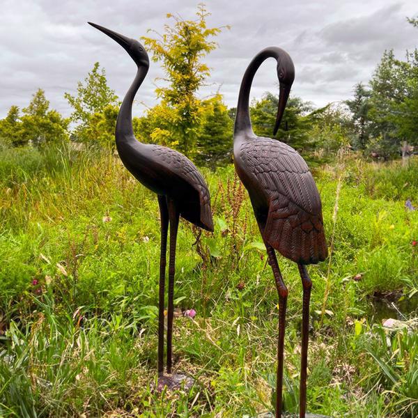 Aluminium Crane Statue Pair