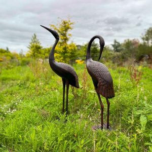 Aluminium Crane Statue Pair