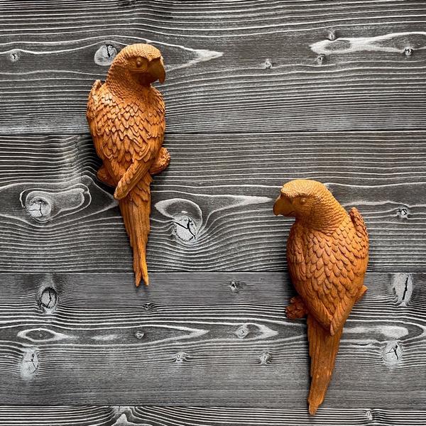 Cast Iron Parakeet Pair Statue