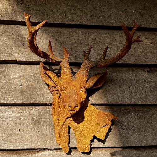 Cast Iron Wild Buck Bust Statue