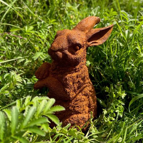 Cast Iron Hopping Bunny Statue