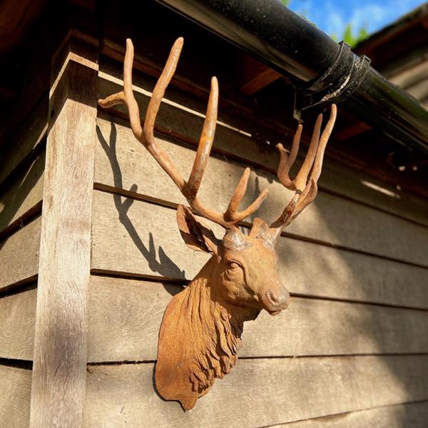 Cast Iron Stag Bust Statue