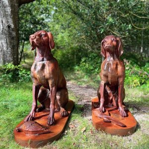 Cast iron Devoted Dogs - Pair Statue