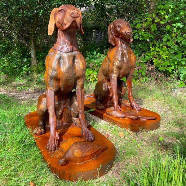 Cast iron Devoted Dogs - Pair Statue