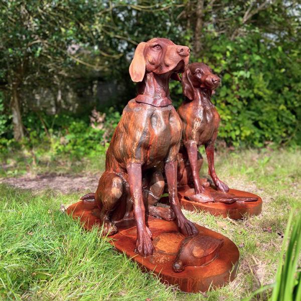 Cast iron Devoted Dogs - Pair Statue