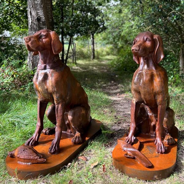 Cast iron Devoted Dogs - Pair Statue