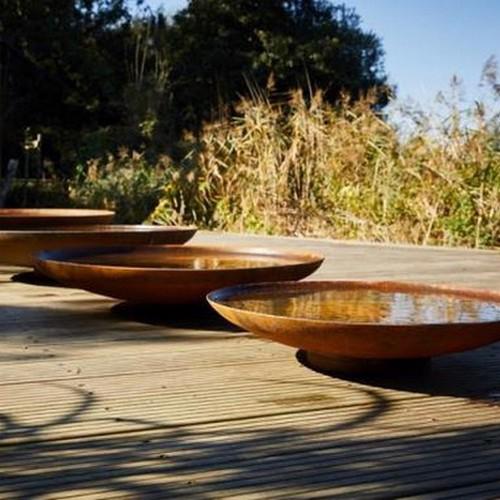 Corten Steel Curved Water Bowl* - Round Wood of Mayfield