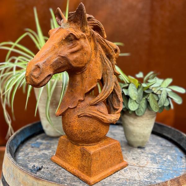 Horse Head on Ball Plinth - Left