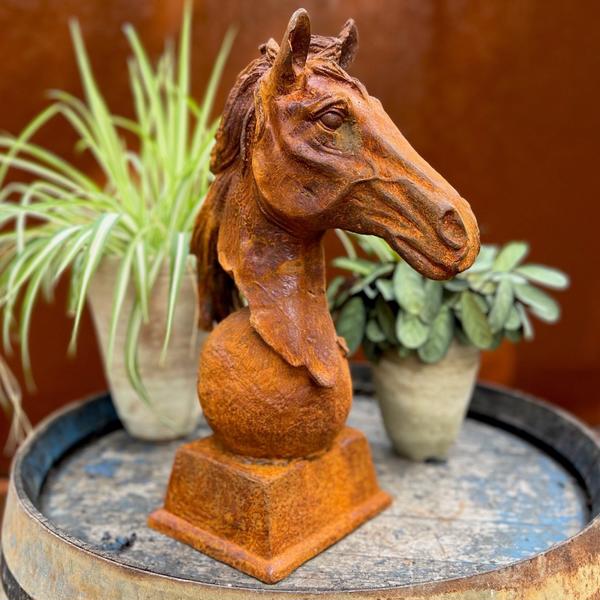 Horse Head on Ball Plinth - Left