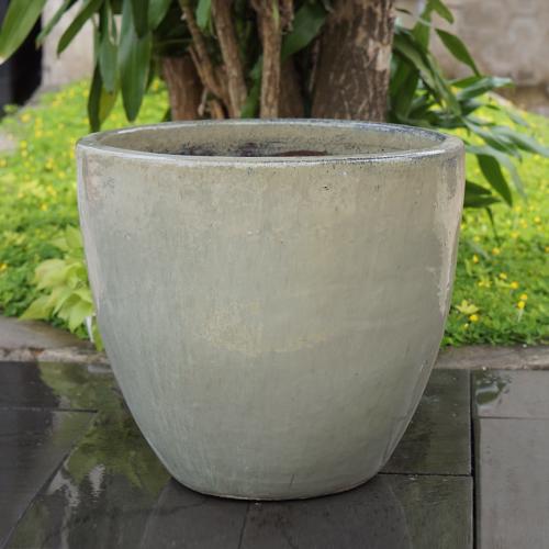 Glazed Egg Pot Planter - Olive Green