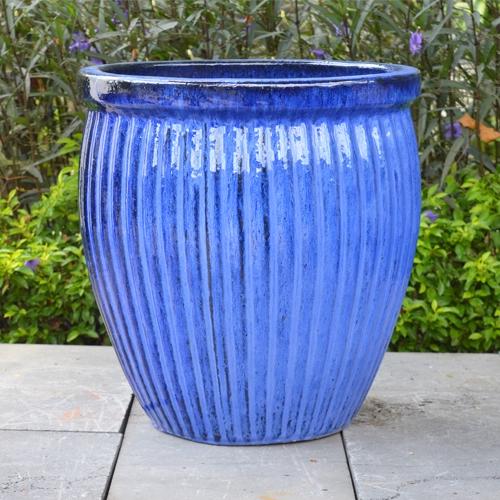 Sahara High Glazed Planter - Blue