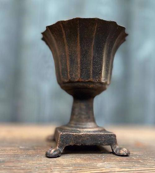 Cast Iron Bronze Roman Pot With Feet Urn