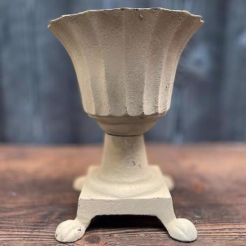Cast Iron White Roman Pot With Feet Urn