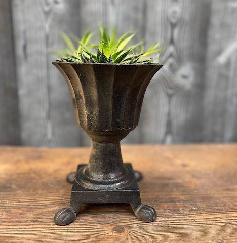 Cast Iron Black Roman Pot With Feet Urn