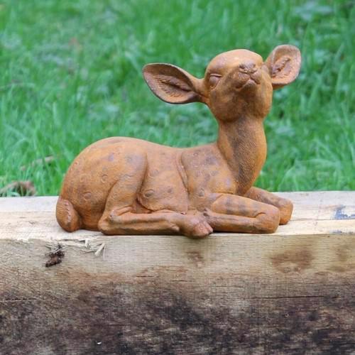 Cast Iron Mini Fawn Statue