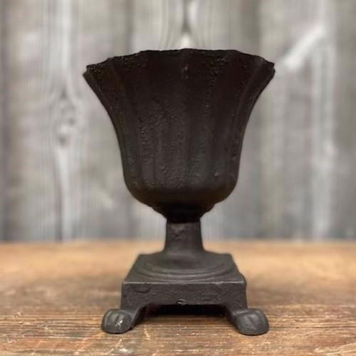 Cast Iron Black Roman Pot With Feet Urn