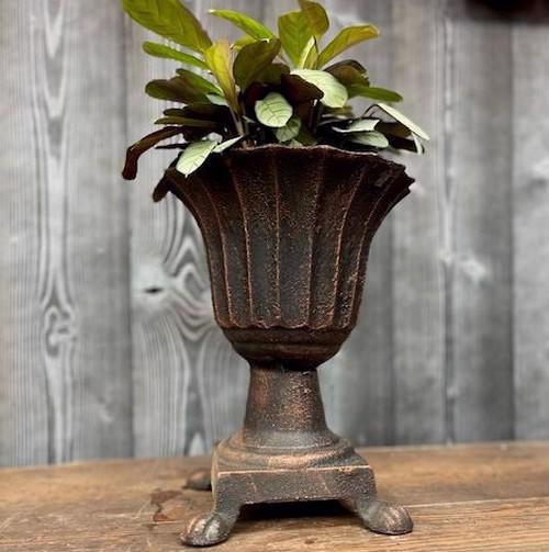 Cast Iron Bronze Roman Pot With Feet Urn