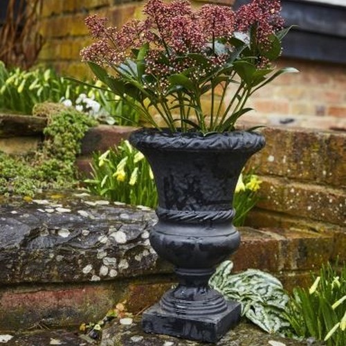 swirl black garden urn