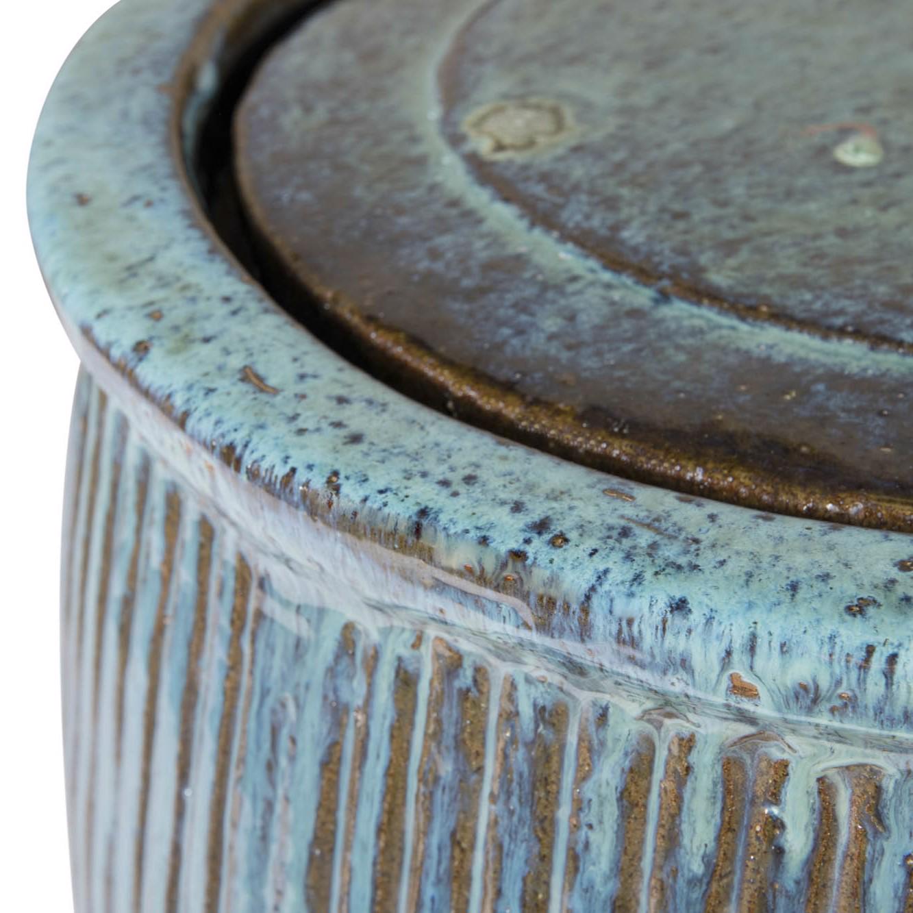 Glazed Ceramic Dunun Fountain - Falling Green