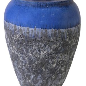 Glazed Ceramic Ishim Round Fountain - Blue/Angkor Blue