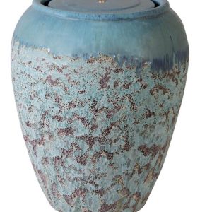 Glazed Ceramic Ishim Round Fountain - Falling Green/Angkor Green Mist