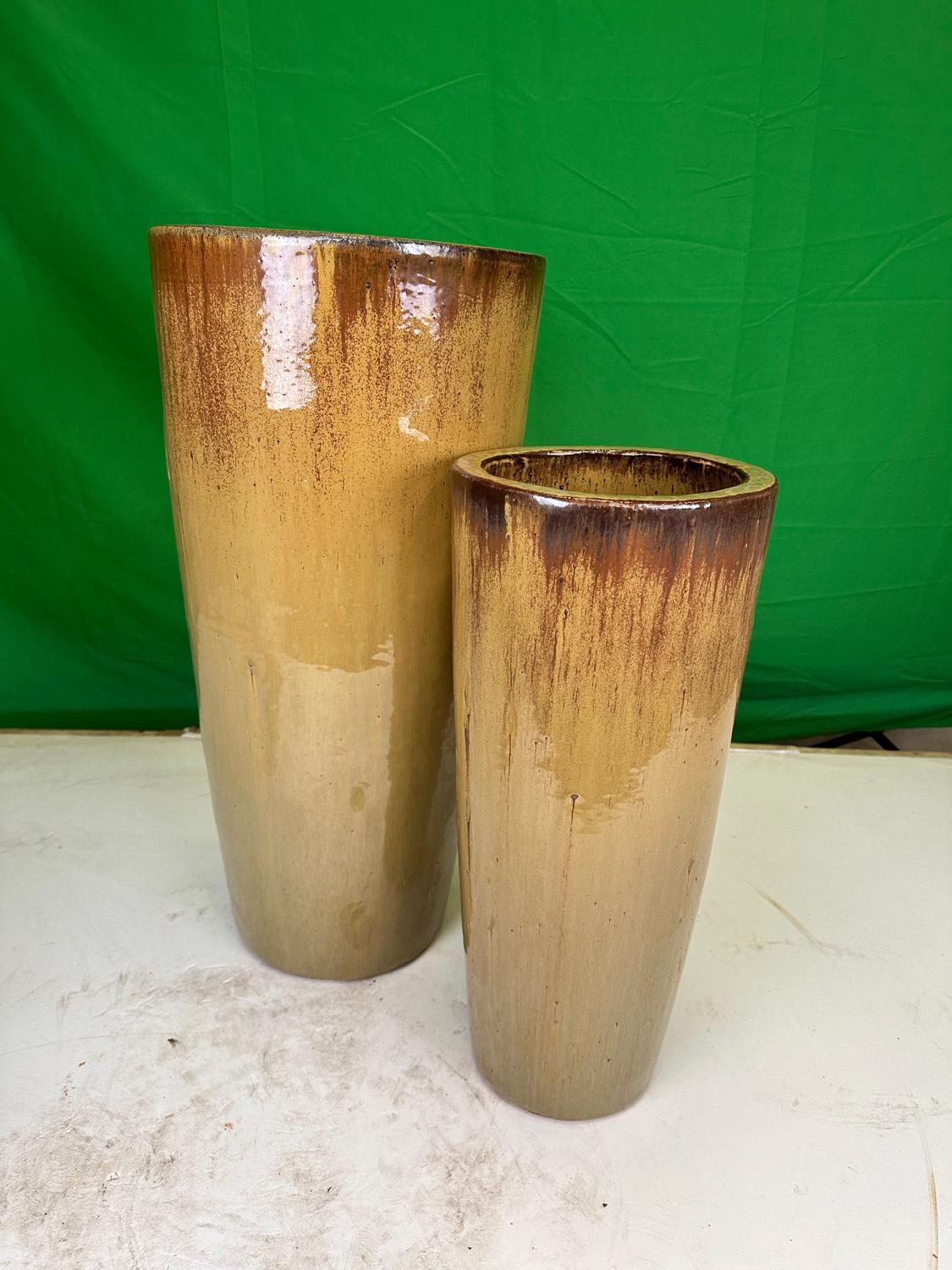 Glazed Ceramic Classic Tall Round Vase - Gold