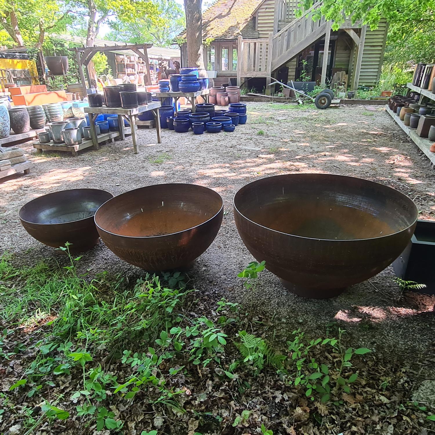 Corten Steel Deep Curved Water Bowl