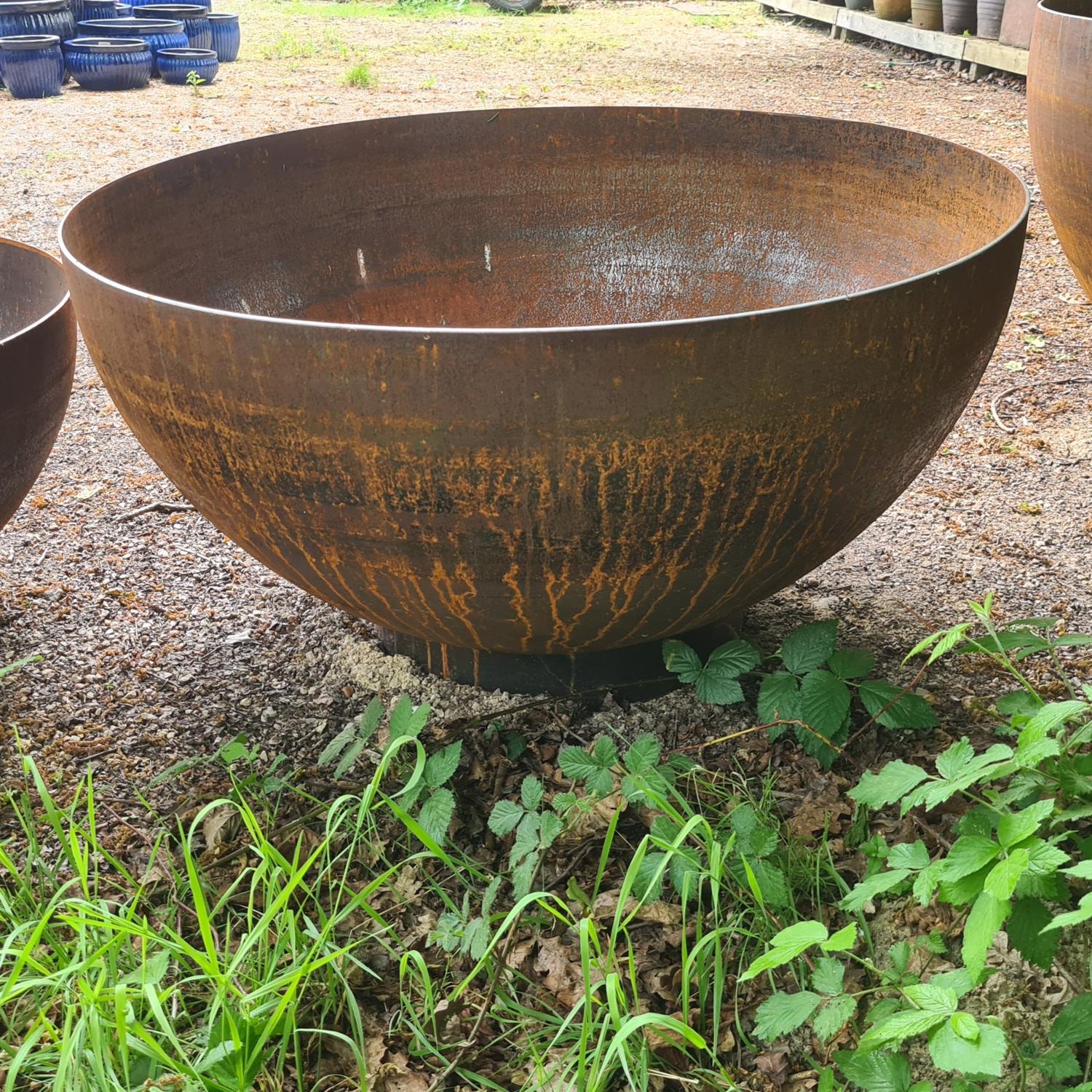 Corten Steel Deep Curved Water Bowl