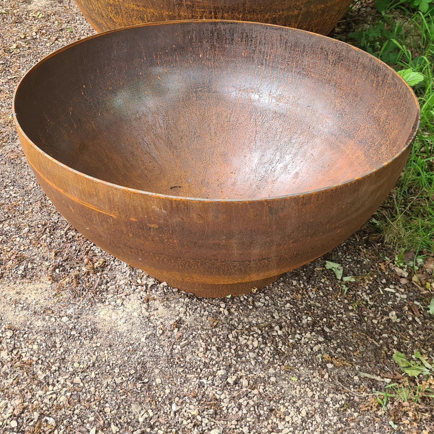 Corten Steel Deep Curved Water Bowl