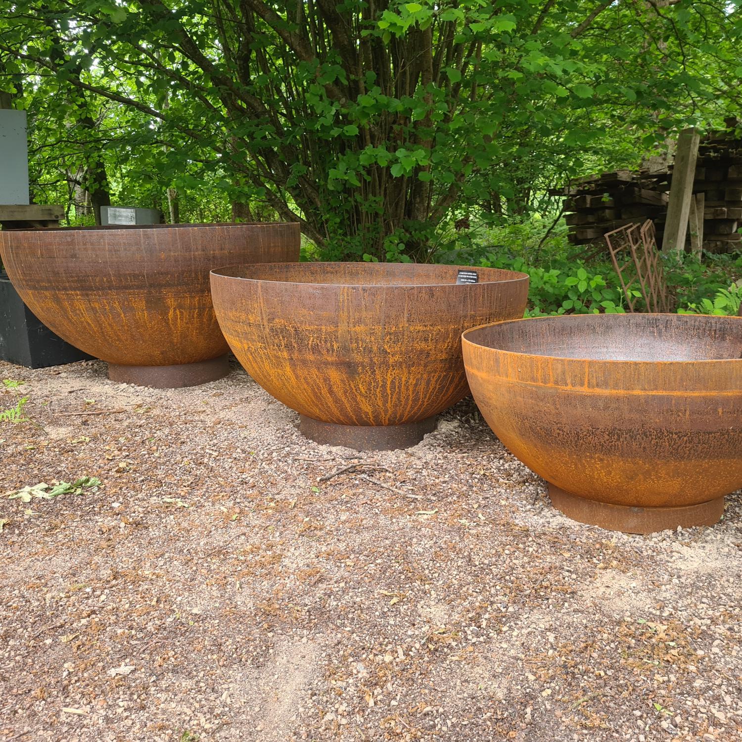 Corten Steel Deep Curved Water Bowl