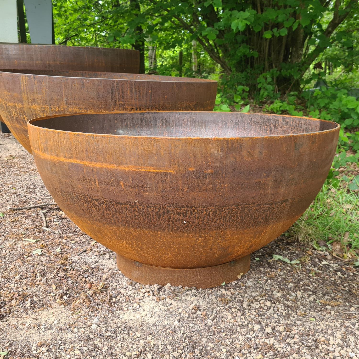 Corten Steel Deep Curved Water Bowl