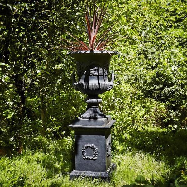 Cast Iron Medici Urn and Plinth - Faux Lead
