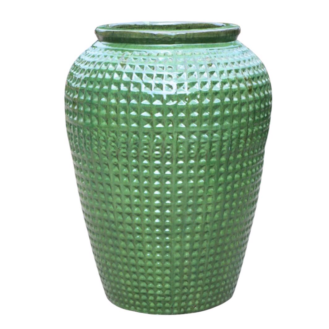 Glazed Ceramic Waffle Pot - Avocado - 640mm Ø x 850mm H