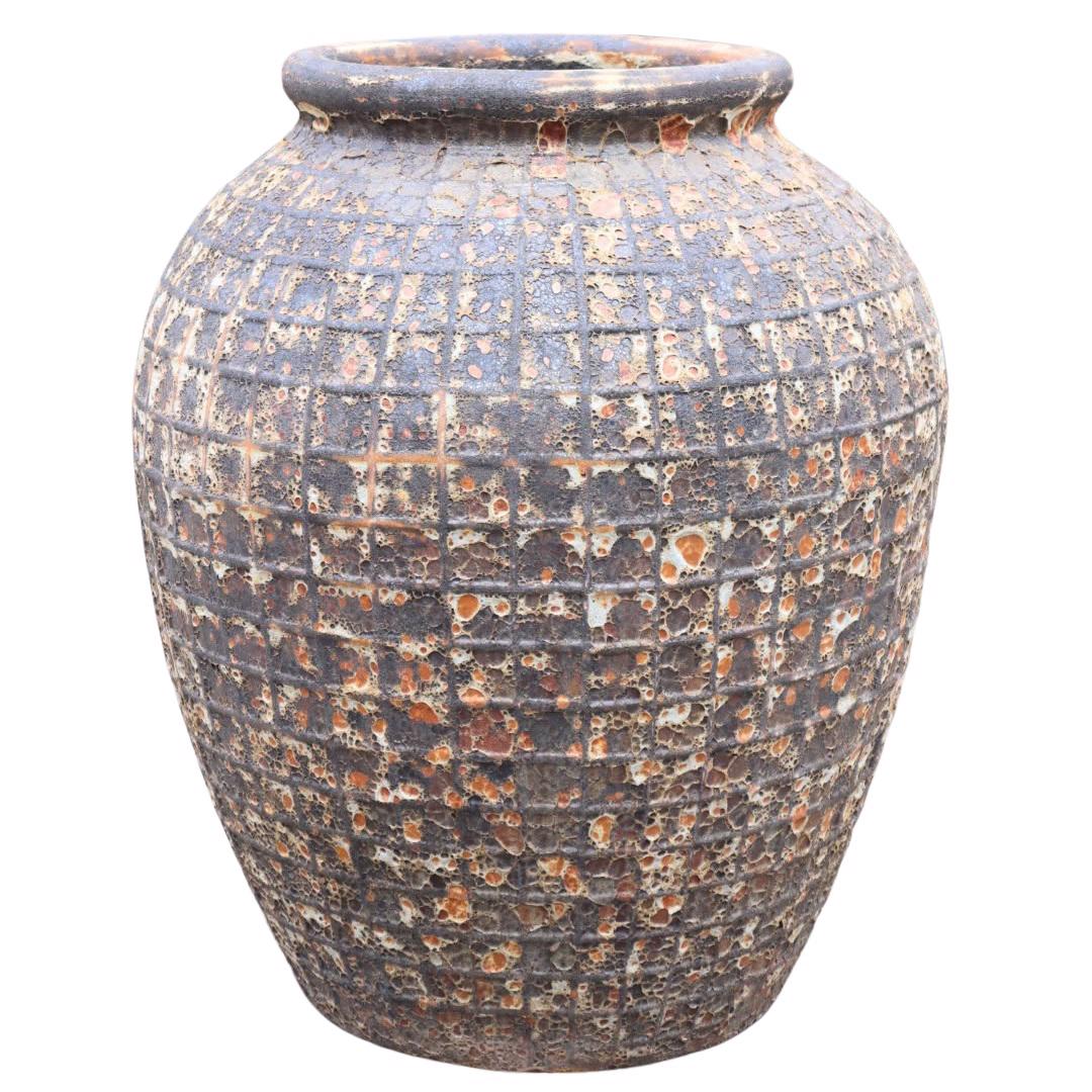 Glazed Ceramic Large Waffle Jar - Rustic - 850mm Ø x 950mm H