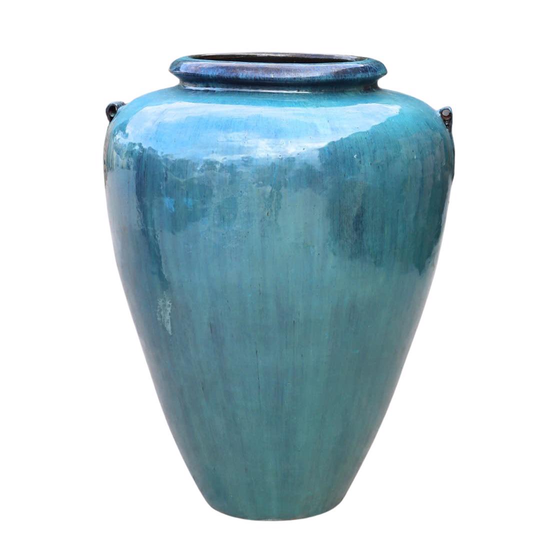 Glazed Ceramic Large Jar - Falling Green - 850mm Ø x 1100mm H