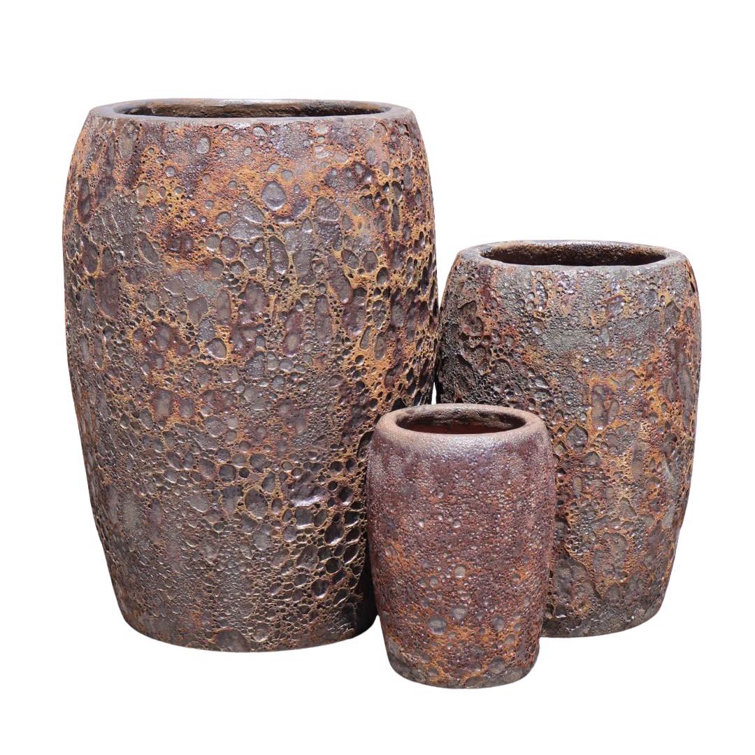 Glazed Ceramic Baccan Vase - Dark Rustic