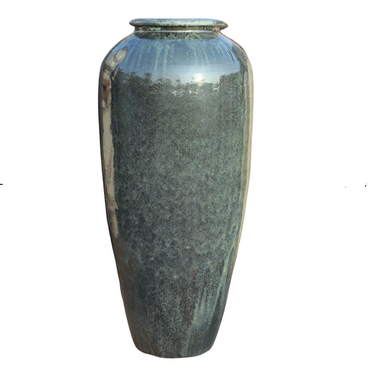 Glazed Ceramic Haiphong Jar - Moss Green - 730mm Ø x 1600mm H