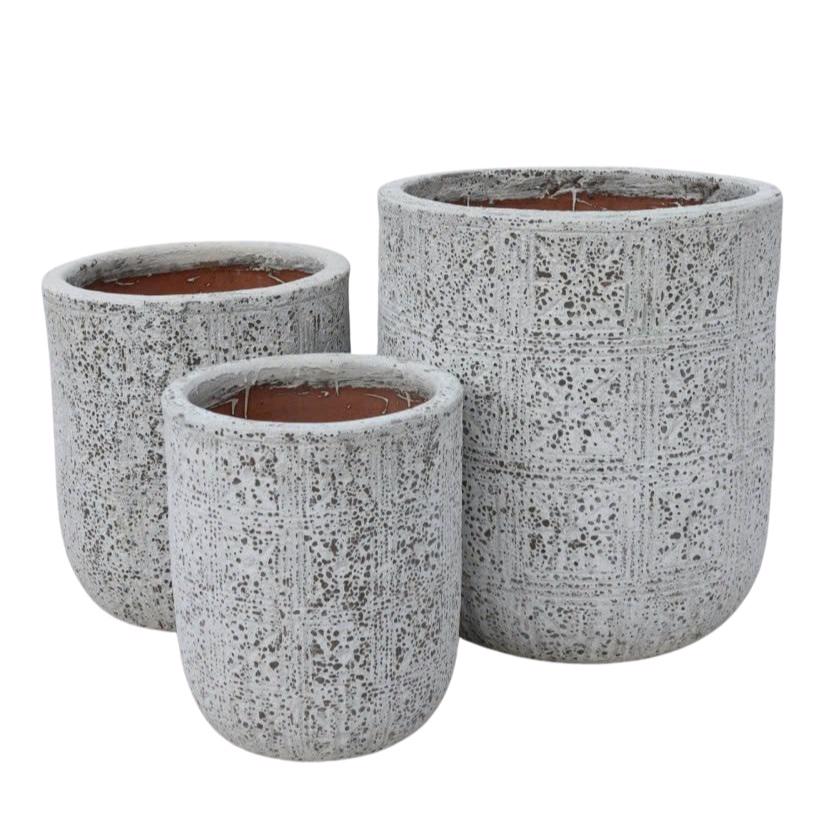 Glazed Ceramic Medium Cylinder Pot -White Atlantis