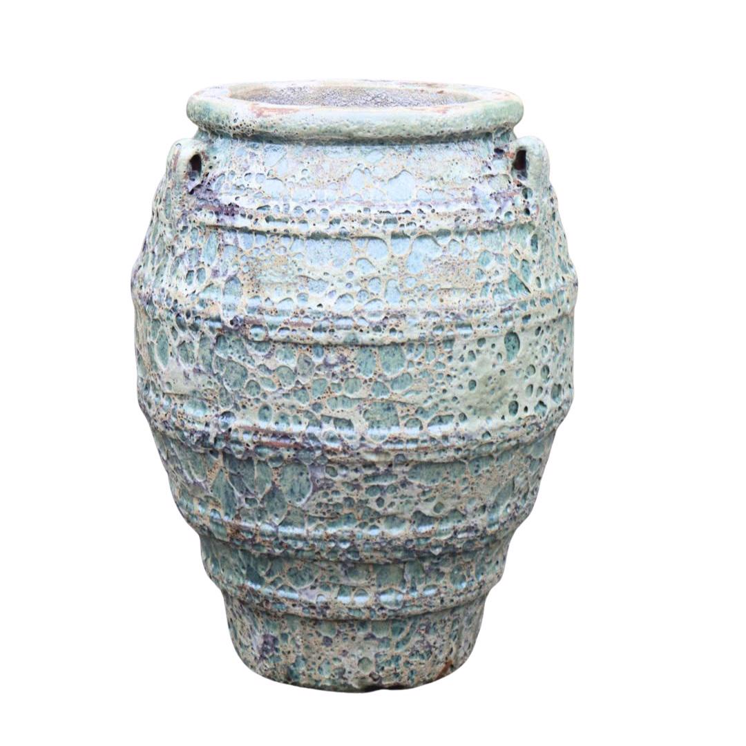 Glazed Ceramic 5-Banded Jar - Green Atlantis -560mm Ø x 730mm H