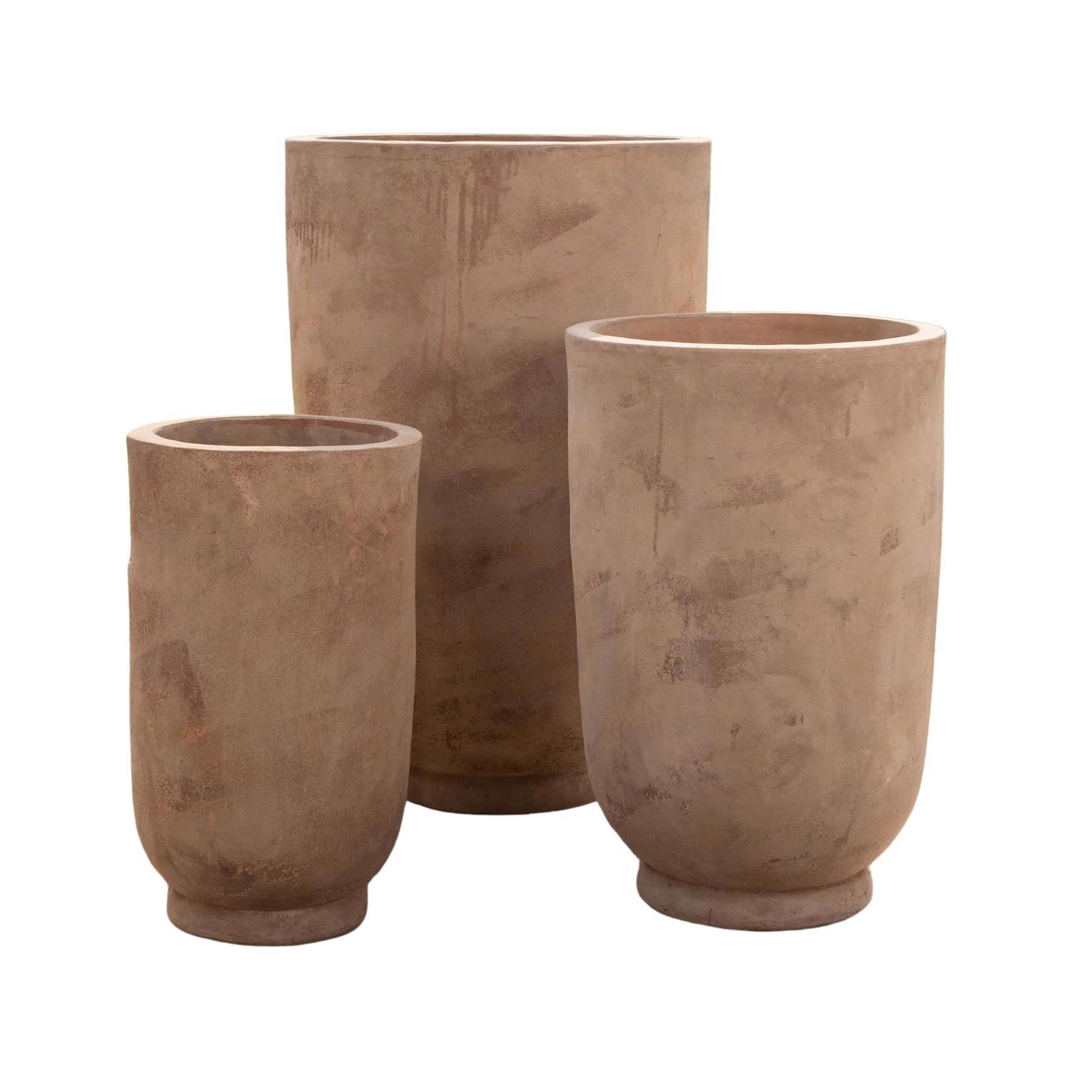 Glazed Ceramic Haiduong Tall Cylinder - Antique Terracotta