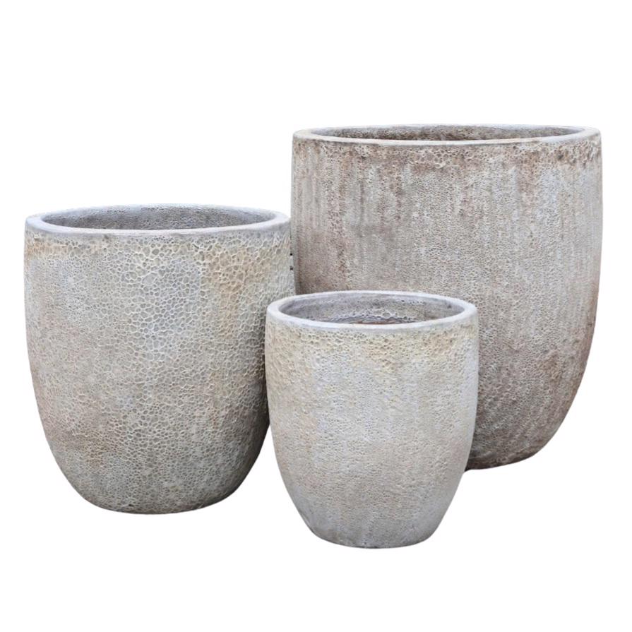 Glazed Ceramic Contemporary Large Pot - White Atlantis