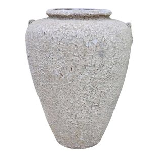 Glazed Ceramic Large Jar - White Atlantis - 850mm Ø x 1100mm H