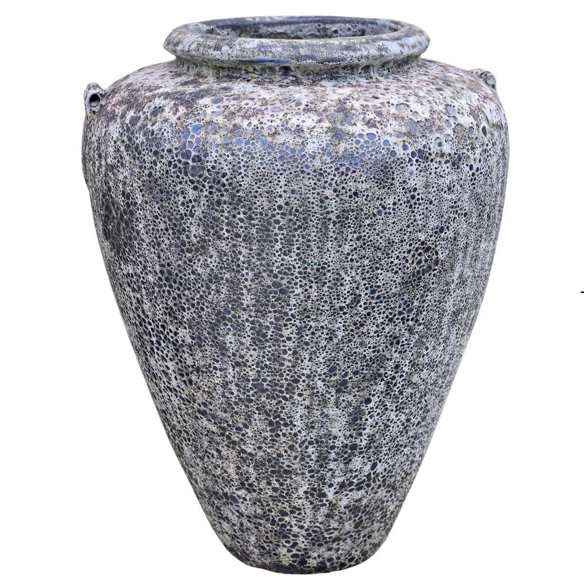 Glazed Ceramic Large Jar - Black Atlantis - 850mm Ø x 1100mm H