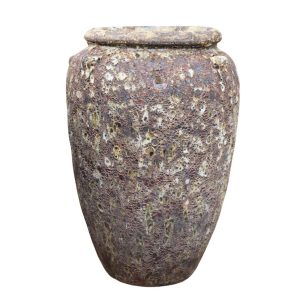 Glazed Ceramic Tall Rustic Jar - Black Atlantis - 750mm Ø x 1100mm H