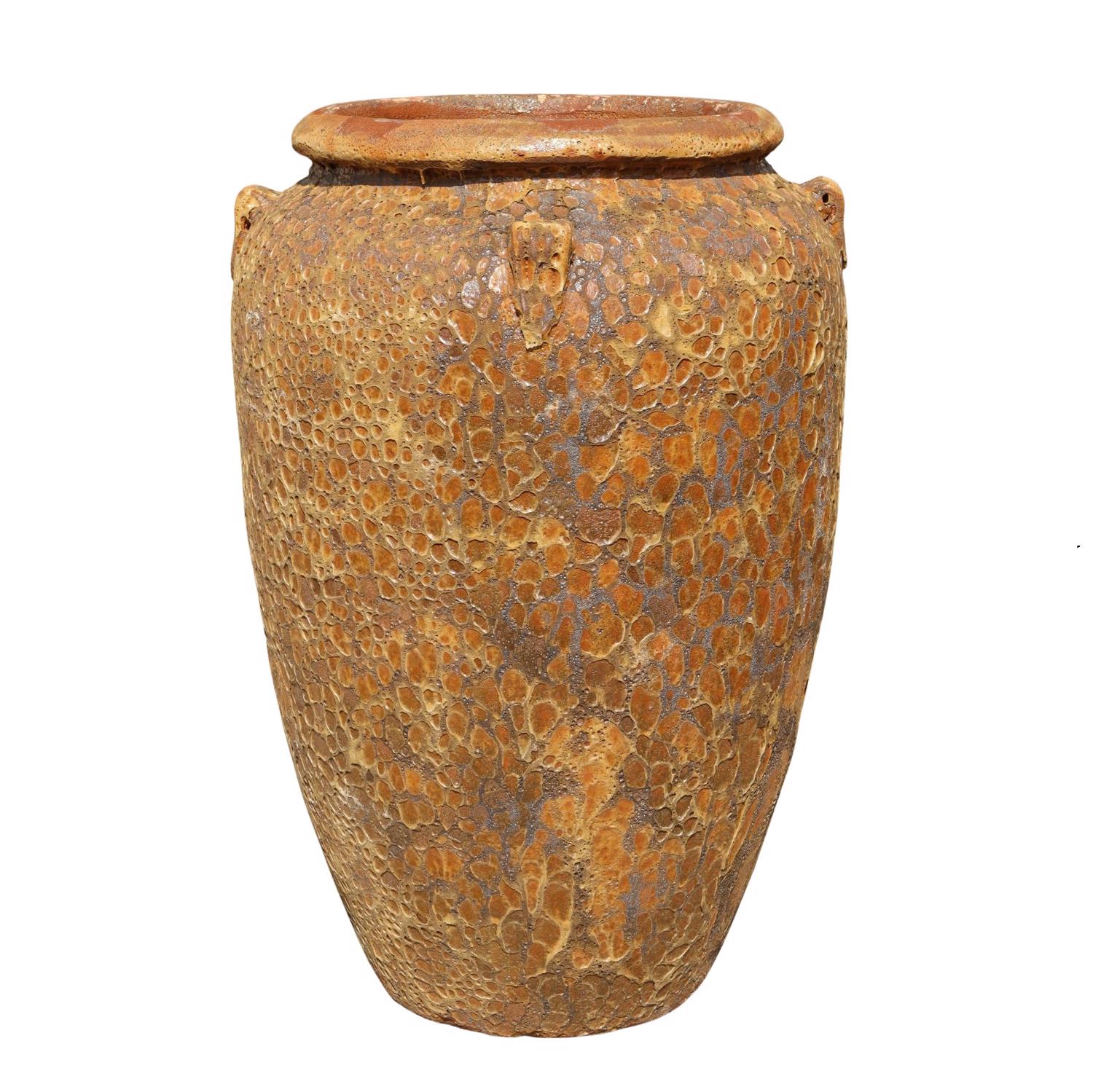 Glazed Ceramic Tall Rustic Jar - Brown Atlantis - 750mm Ø x 1100mm H