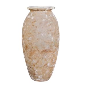 Glazed Ceramic Tall Rustic Vase - White Atlantis - 600mm Ø x 1200mm H