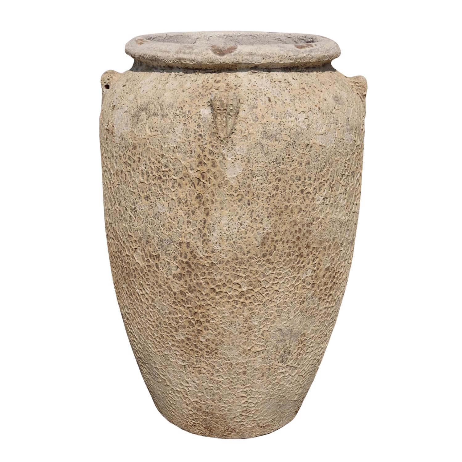 Glazed Ceramic Tall Rustic Jar - Light Atlantis - 750mm Ø x 1100mm H